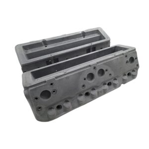 Gray engine cylinder blocks, industrial components.