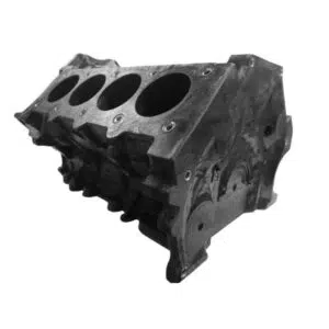 Car engine block with four cylinders.