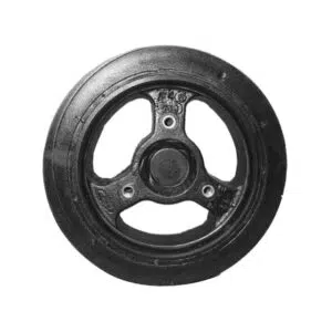 Black industrial wheel with three spokes