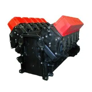Powerful car engine with red covers