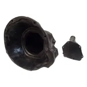 Black automotive bellhousing and transmission cone